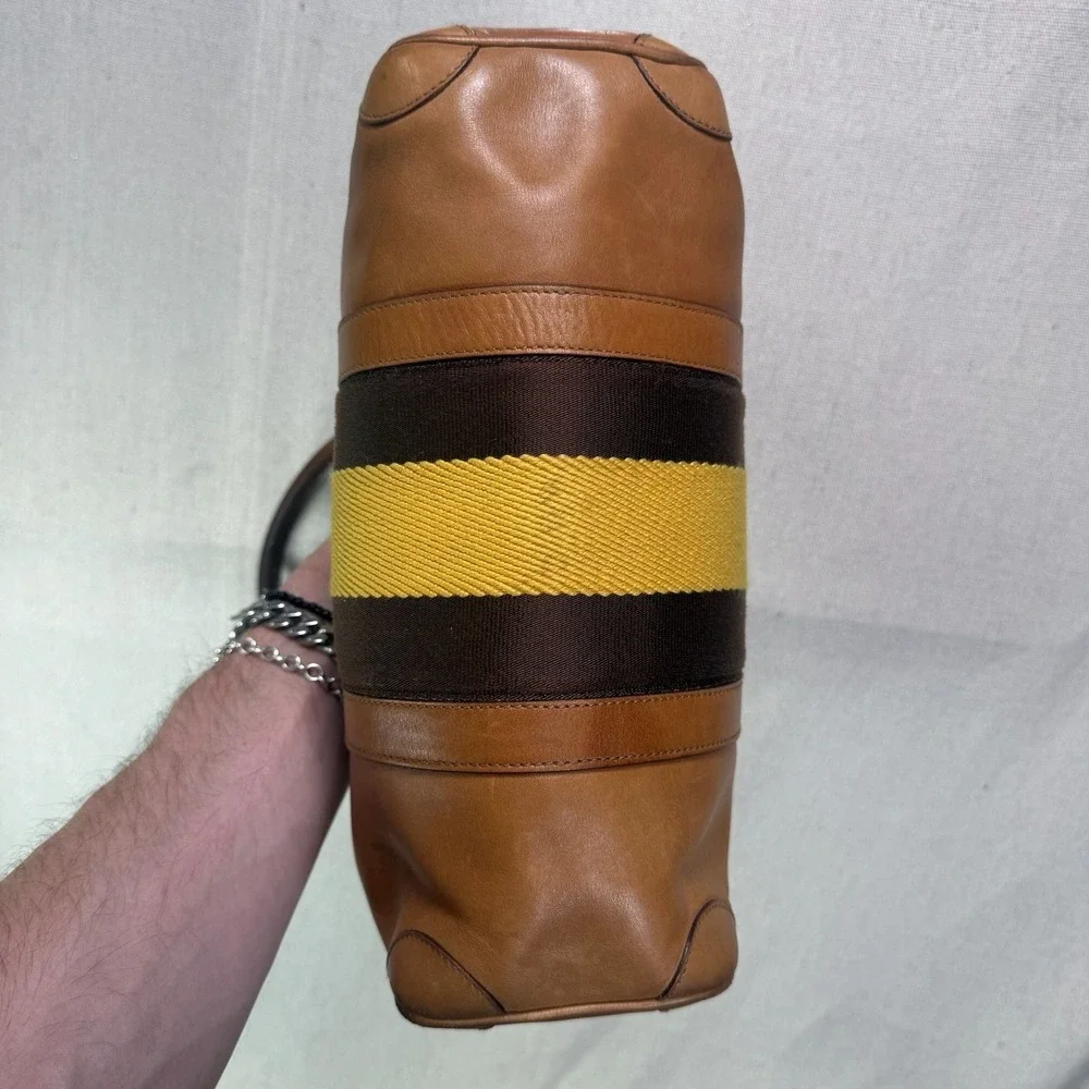 Vintage‎ Gucci Sherry Line Leather Boston Bag Tan Brown